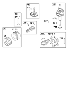 Crankshaft Group Diagram and Parts List for 31R977-0058-B5 200000 - 399999 Briggs and Stratton Engine